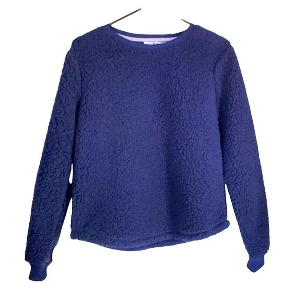 Magaschoni Womens Top Blue XS Teddy Bear Sherpa/CashmereSweater New